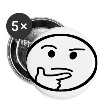 , Emoji, Thoughtful - Buttons large 2.2''/56 mm (5-pack) - white - Front