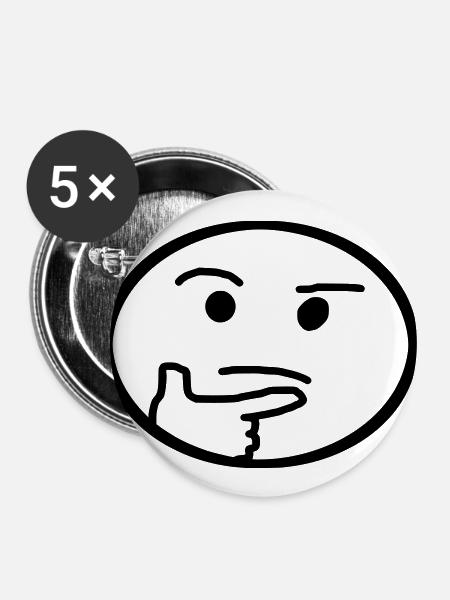 , Emoji, Thoughtful - Buttons large 2.2''/56 mm (5-pack) - white