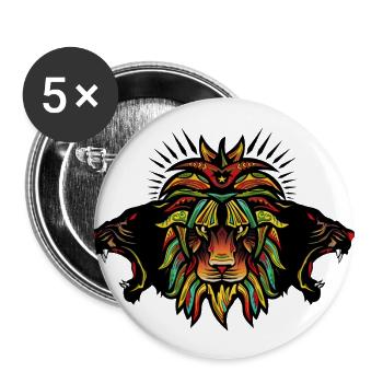 lion panthere fancy king animal design art 606 - Buttons large 2.2''/56 mm (5-pack) - white - Front