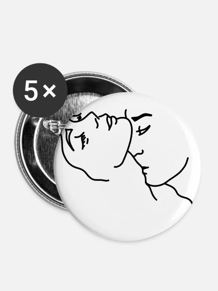 Kuss Hals Liebe - Buttons groß 56 mm (5er Pack) - Weiß