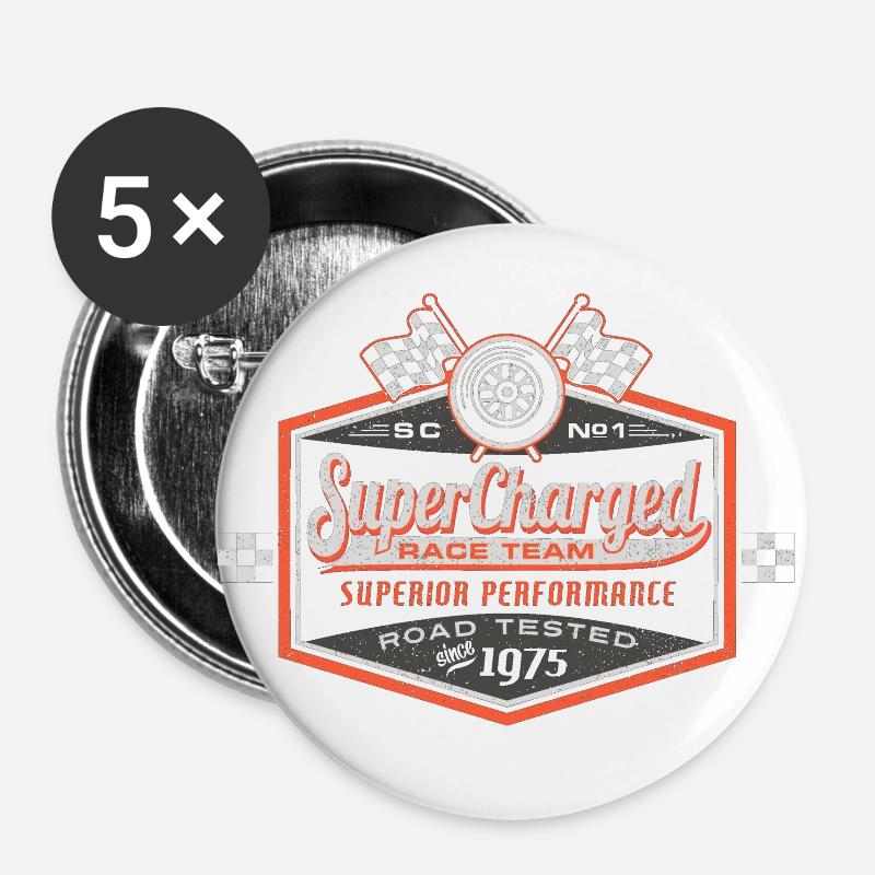 Super Charged - Buttons large 2.2''/56 mm (5-pack) - white