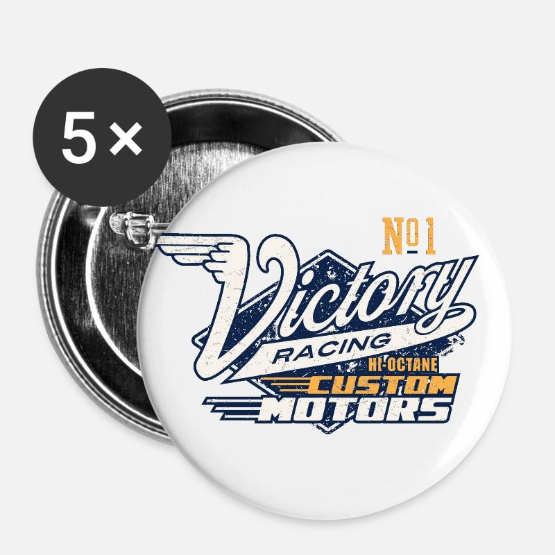 Victory Racing - Buttons large 2.2''/56 mm (5-pack) - white
