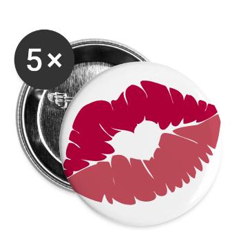 Kissing mouth with heart - Buttons large 2.2''/56 mm (5-pack) - white - Front