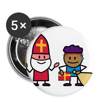 sint en piet - Buttons groß 56 mm (5er Pack) - Weiß - Vorne