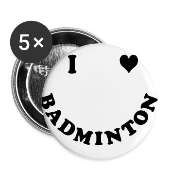 badminton - Buttons groß 56 mm (5er Pack) - Weiß - Vorne