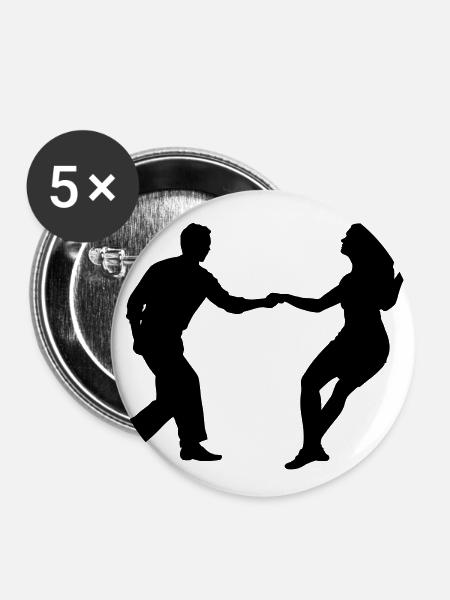 Swing-Tänzer - Buttons groß 56 mm (5er Pack) - Weiß