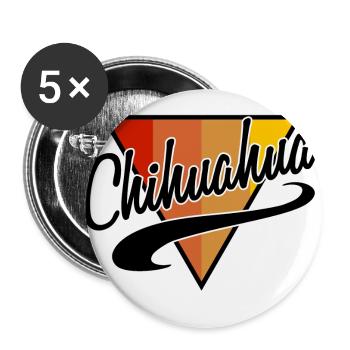 Chihuahua Schriftzug - Buttons groß 56 mm (5er Pack) - Weiß - Vorne