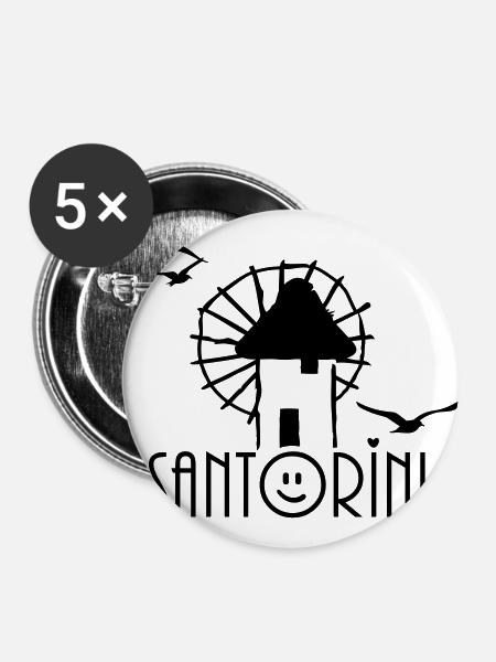 Santorini (1c) - Buttons groß 56 mm (5er Pack) - Weiß