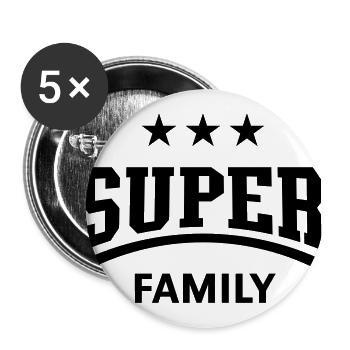 Super Family (Family / Father / Mother / Children) - Buttons large 2.2''/56 mm (5-pack) - white - Front