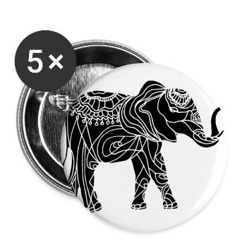 Elefant - Buttons groß 56 mm (5er Pack) - Weiß - Vorne