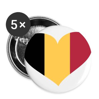 Belgien Herz; Heart Belgium - Lot de 5 grands badges (56 mm) - blanc - Devant