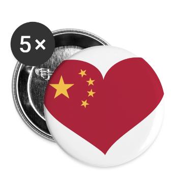 China Herz; Heart China - Buttons large 2.2''/56 mm (5-pack) - white - Front