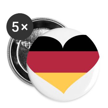 Deutschland Herz; Heart Germany - Buttons groß 56 mm (5er Pack) - Weiß - Vorne