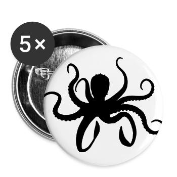 octopus - Lot de 5 grands badges (56 mm) - blanc - Devant