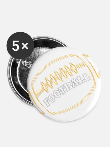 football - Buttons groß 56 mm (5er Pack) - Weiß