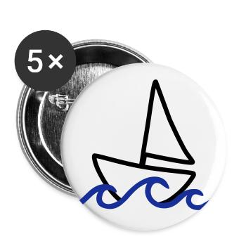 Sailing, Sailboat and waves - Buttons large 2.2''/56 mm (5-pack) - white - Front