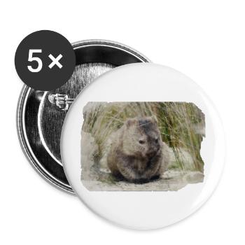 WOMBAT - Australia - Lot de 5 grands badges (56 mm) - blanc - Devant
