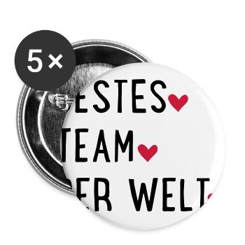 Bestes Team der Welt - Buttons groß 56 mm (5er Pack) - Weiß - Vorne