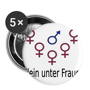 Allein unter Frauen - Buttons groß 56 mm (5er Pack) - Weiß - Vorne