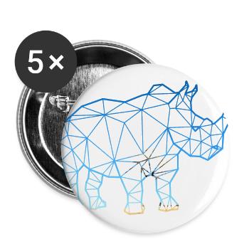 Rhinoceros in polygon style - Buttons large 2.2''/56 mm (5-pack) - white - Front