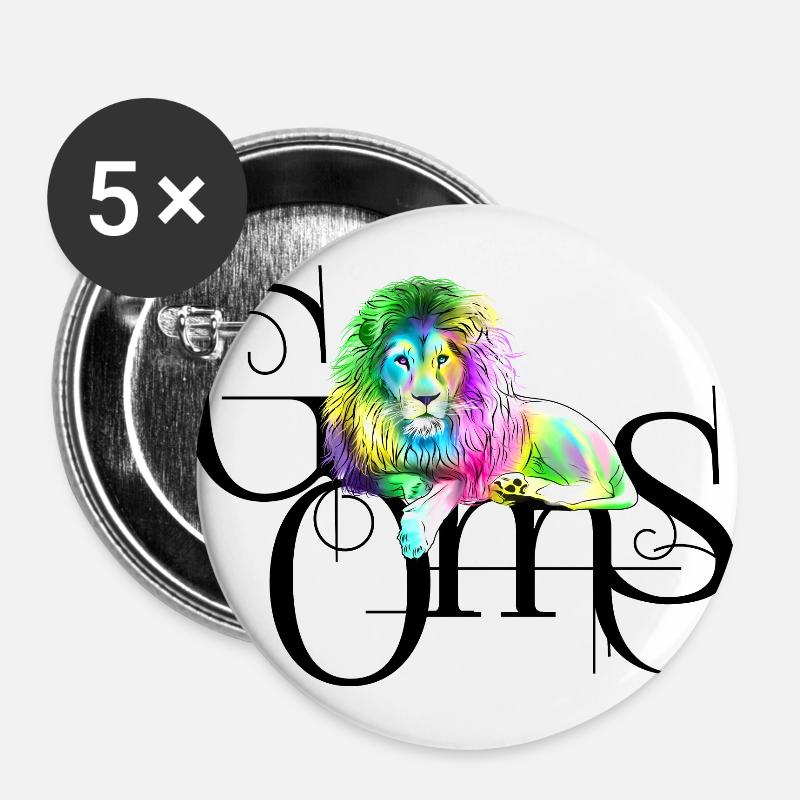 Lion - Buttons large 2.2''/56 mm (5-pack) - white