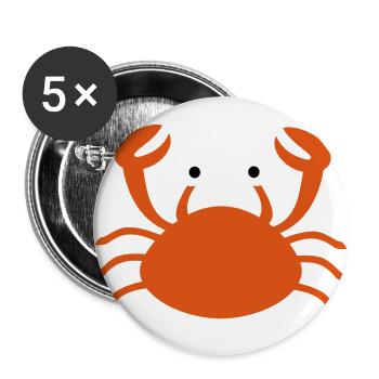 Crabe - Lot de 5 grands badges (56 mm) - blanc - Devant