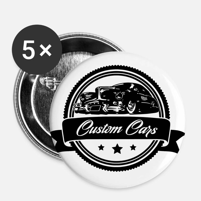 Custom Cars - Buttons large 2.2''/56 mm (5-pack) - white