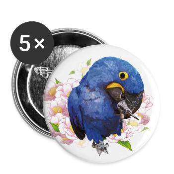 Hyacinth Macaw - Buttons large 2.2''/56 mm (5-pack) - white - Front