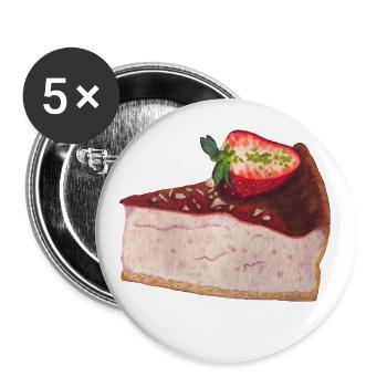 Gâteau aux fraises Cheesecake - Lot de 5 grands badges (56 mm) - blanc - Devant