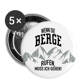 Berge rufen - Buttons groß 56 mm (5er Pack) - Weiß - Vorne