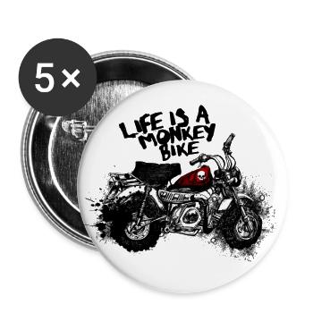 singe Bike - Lot de 5 grands badges (56 mm) - blanc - Devant