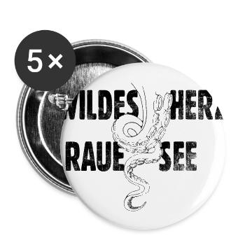 coeur sauvage - Lot de 5 grands badges (56 mm) - blanc - Devant