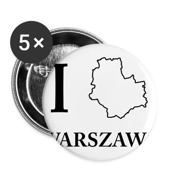 I love Warszawa Warschau ich liebe Shirt - Buttons groß 56 mm (5er Pack) - Weiß - Vorne