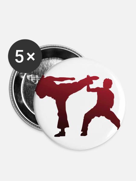 Karate - Buttons groß 56 mm (5er Pack) - Weiß