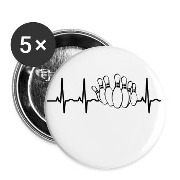 Bowling ekg heartbeat bowler strike legend bowl - Buttons groß 56 mm (5er Pack) - Weiß - Vorne