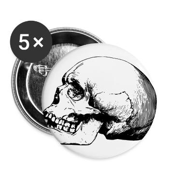 crâne - Lot de 5 grands badges (56 mm) - blanc - Devant