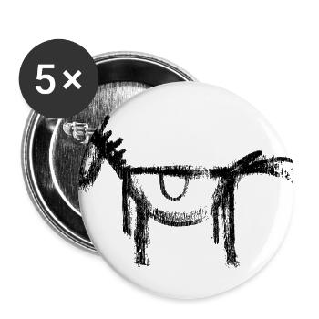 Pferd horse Pony Graffiti Wallart Skizze Zeichnung - Buttons groß 56 mm (5er Pack) - Weiß - Vorne