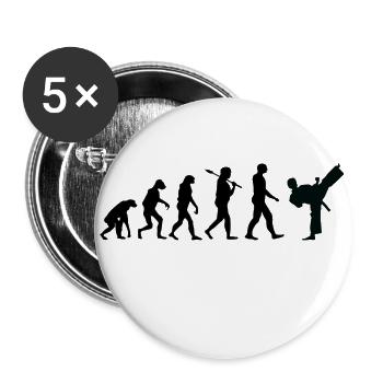 Karate T-Shirt · Evolution · Kampfkunst · Sport - Buttons groß 56 mm (5er Pack) - Weiß - Vorne