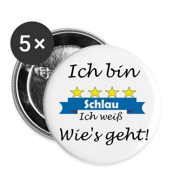Schlau - Buttons groß 56 mm (5er Pack) - Weiß - Vorne