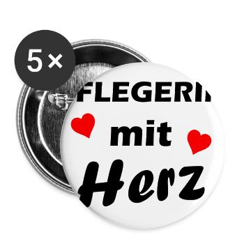 Pflegerin mit Herz - Buttons groß 56 mm (5er Pack) - Weiß - Vorne
