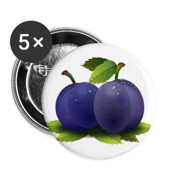 veggie Veggie prune prune fruits1 - Lot de 5 grands badges (56 mm) - blanc - Devant