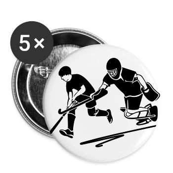Hockeyspieler und Torwart - Buttons groß 56 mm (5er Pack) - Weiß - Vorne