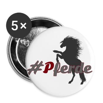 #Pferde - Buttons groß 56 mm (5er Pack) - Weiß - Vorne