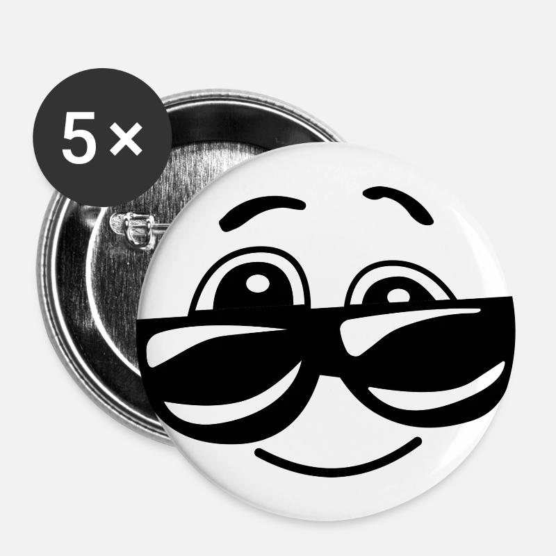 Smiley - Buttons large 2.2''/56 mm (5-pack) - white
