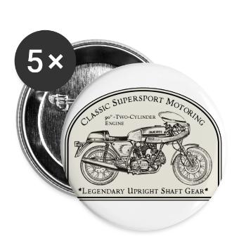 Auto-Moto classique Super Sport - Lot de 5 grands badges (56 mm) - blanc - Devant