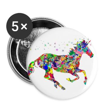 colorful unicorn rainbow - Buttons large 2.2''/56 mm (5-pack) - white - Front
