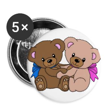 doux oursons - Lot de 5 grands badges (56 mm) - blanc - Devant