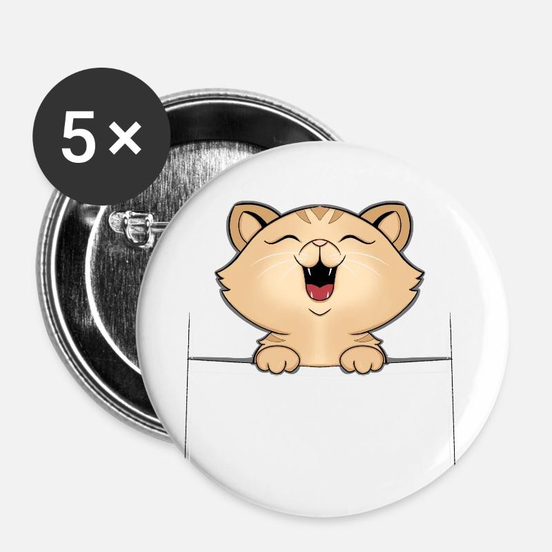 colorful kitten - Buttons large 2.2''/56 mm (5-pack) - white