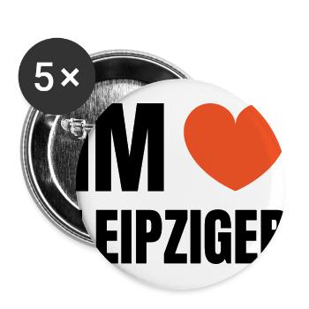 Im herzen Leipziger | Leipzig | I love - Buttons groß 56 mm (5er Pack) - Weiß - Vorne