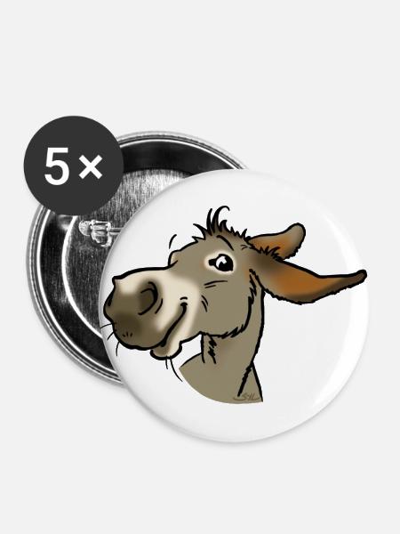 Ane lächelnd grau - Buttons groß 56 mm (5er Pack) - Weiß